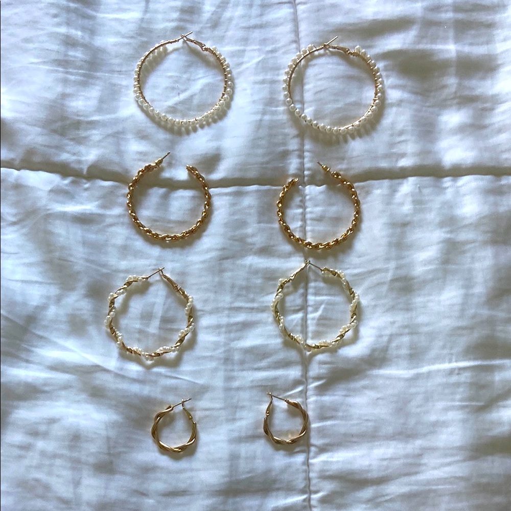 Elegant Gold and Silver Hoop Earrings Set